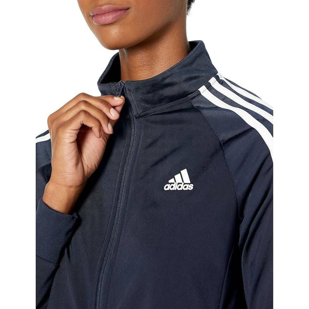 Adidas Women 2X Legend Ink Track Jacket Full‎ Zip 3 Stripe Athleisure